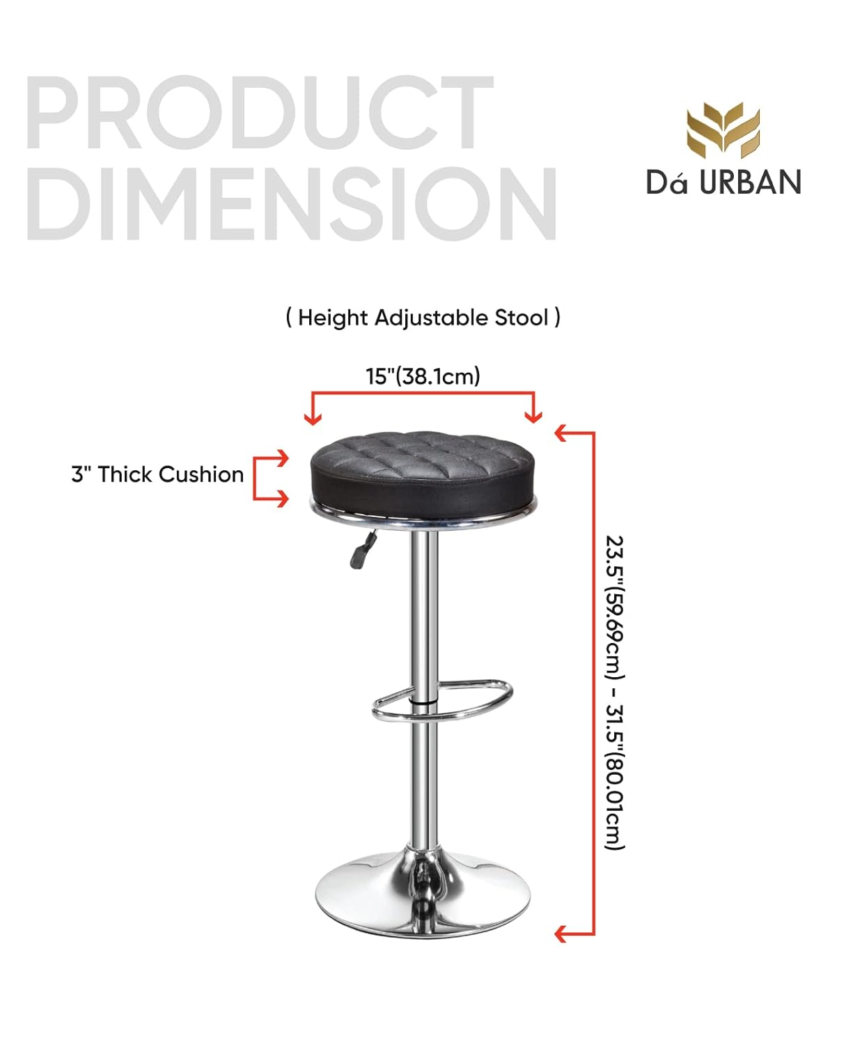 DA URBAN® KATLI HEIGHT ADJUSTABLE & REVOLVING BAR STOOL PACK OF 2
