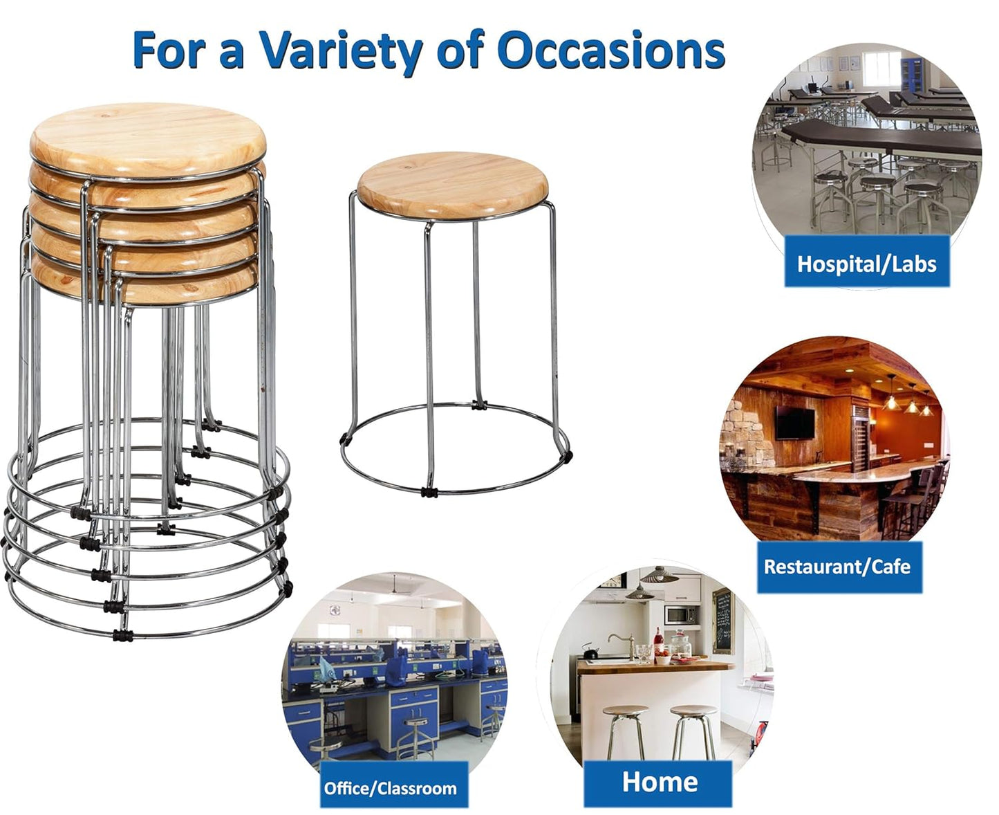 DA URBAN® WOOD PACK OF 5 | Multi Purpose | Stack Stool