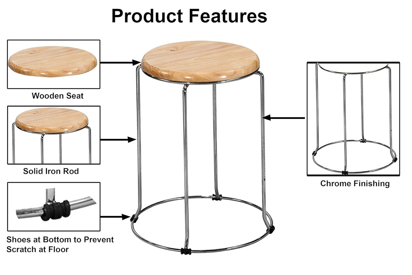 DA URBAN® WOOD PACK OF 5 | Multi Purpose | Stack Stool