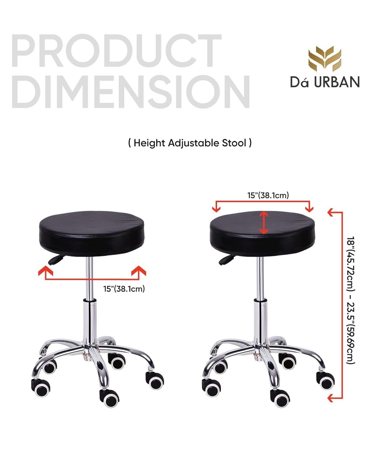 DA URBAN® ROUNDBAR WITH WHEELS HEIGHT ADJUSTABLE BAR STOOL