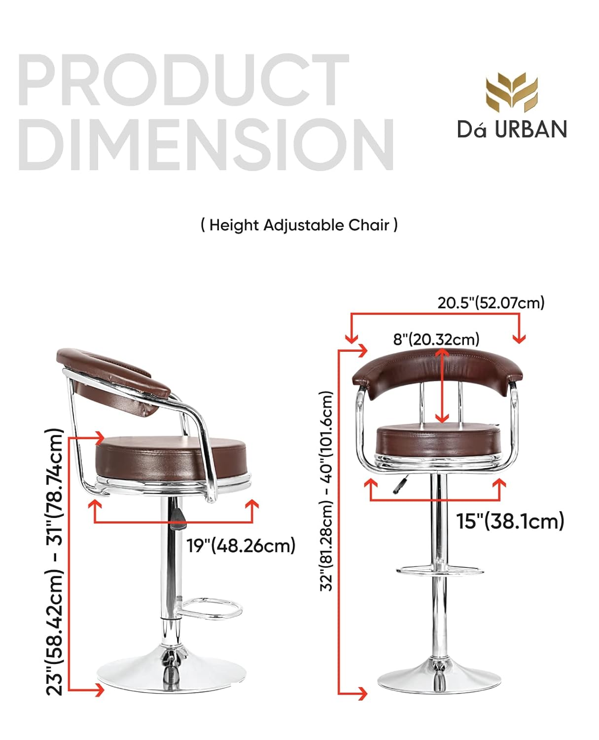 DA URBAN® CLASSIC REVOLVING BAR STOOL